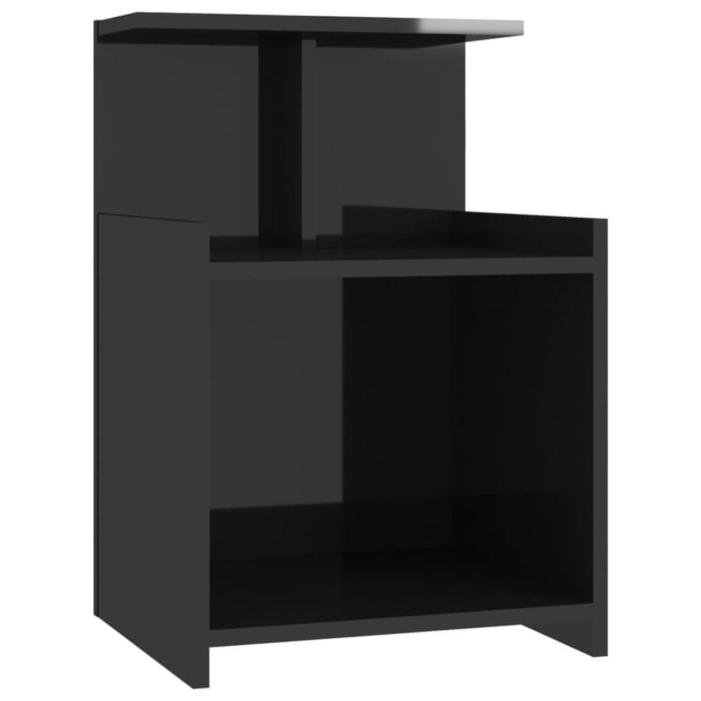 Vidaxl Nočný stolík, lesklý čierny 40x35x60 cm, kompozitné drevo